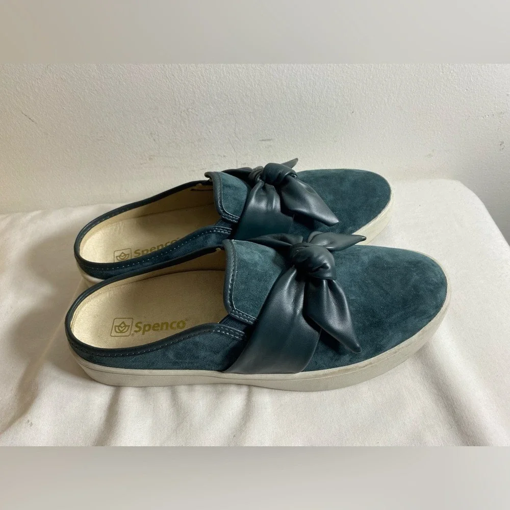 Spenco Teal Suede Bow Mules Slip On Sneakers Women Size Unknown‎ - Picture 2 of 5